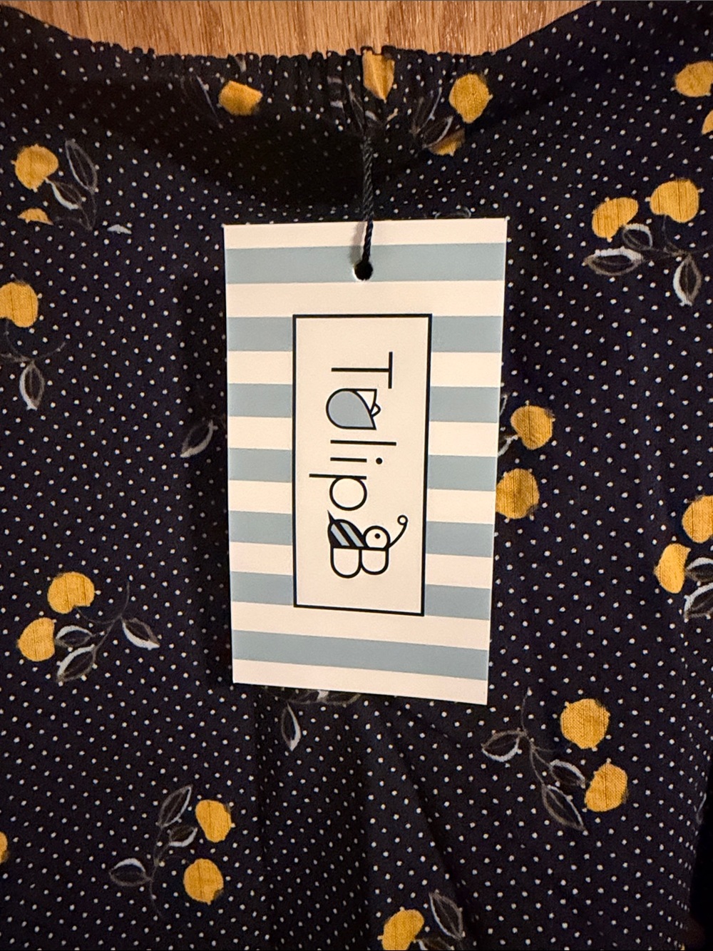 Navy Circle Skirt with Yellow Cherry Print - Picture 2 of 3